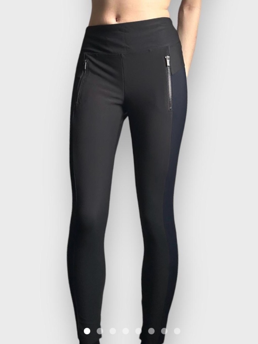 Athleta Stellar Tight Leggings Black High Rise Zip Pocket Small Athletic